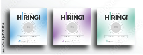 We are hiring square banner social media post template design with pastel color background