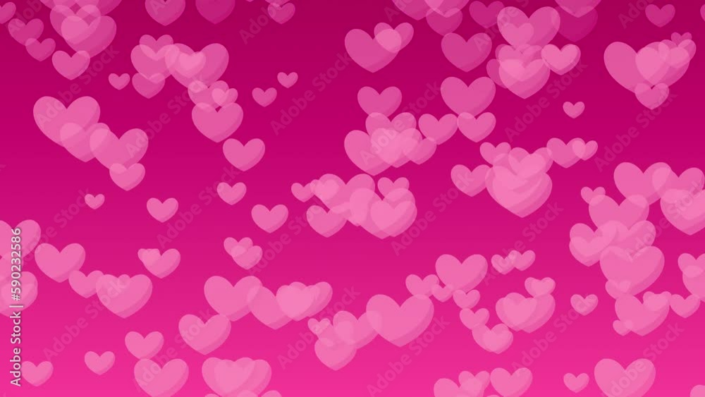 Pink hearts falling smoothly on a pink gradation 4k loop background at 60fps Pink hearts falling smoothly on a pink gradation 4k loop background at 60fps