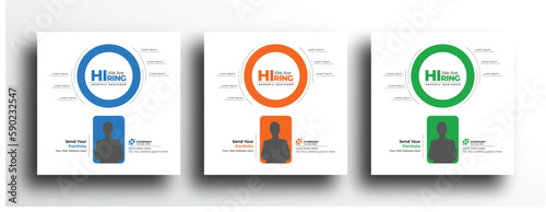 Creative and simple hiring square banner template design for social media post