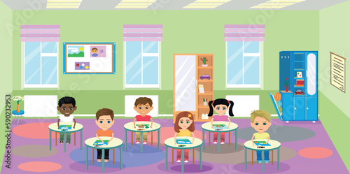 students doing drawing activity in kindergarten