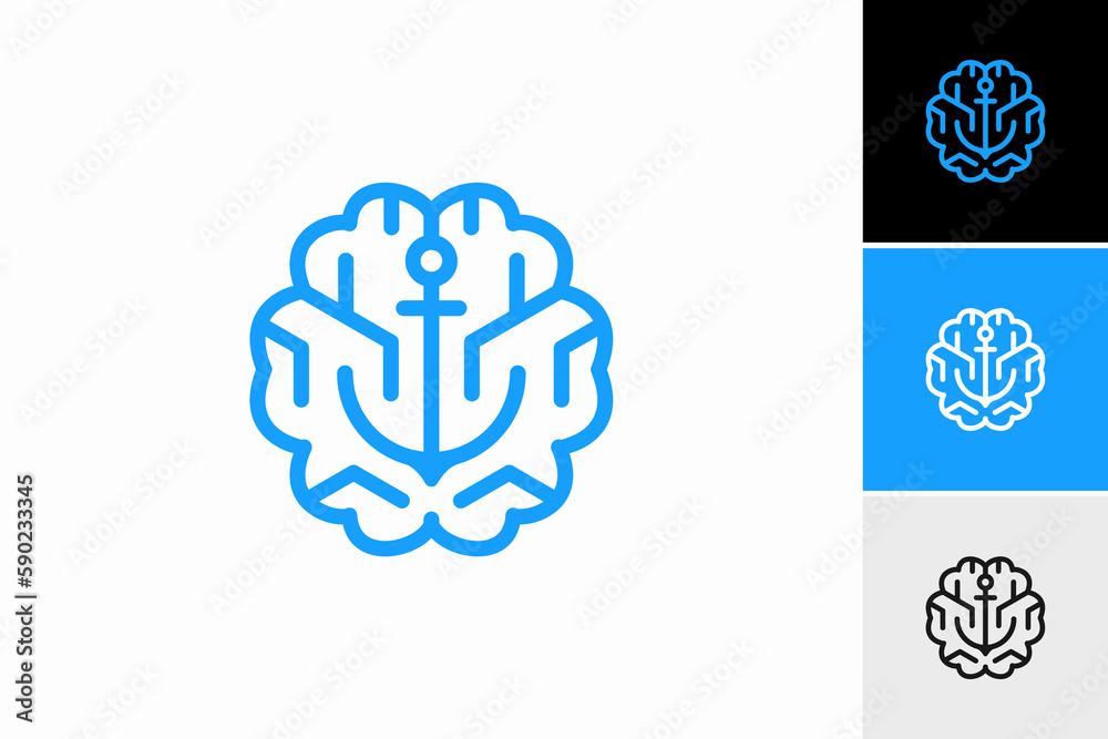 brain with anchor logo vector brain with anchor logo vector