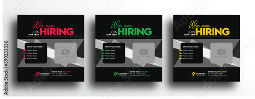 Dark black with light color combination hiring social media post banner template