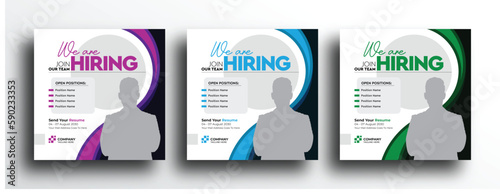 Hiring job vacancy social media post banner ads template design with wavy layout