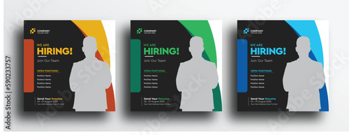 We are hiring job vacancy square banner ads template design for social media post.