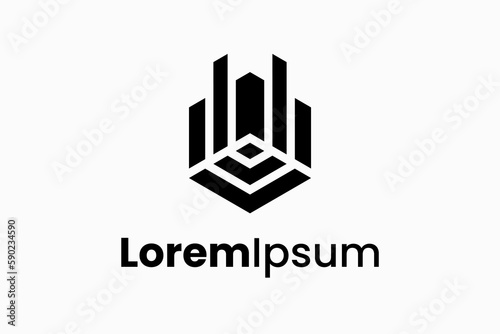 letter v with building real estate logo vector