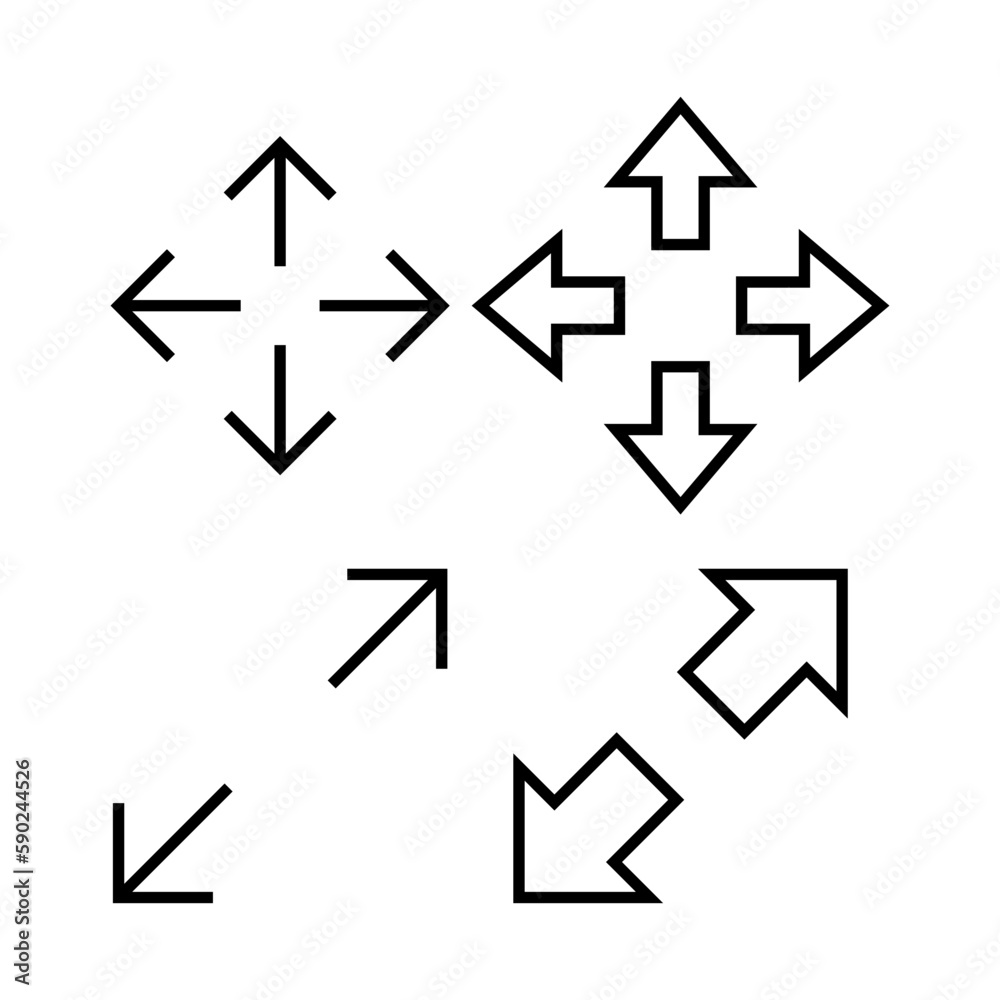 Fullscreen Icon vector illustration. Expand to full screen sign and symbol. Arrows symbol Fullscreen Icon vector illustration. Expand to full screen sign and symbol. Arrows symbol