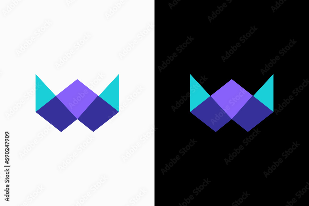 Fototapeta premium Initial Letter W with overlap color Vector Logo Design Template
