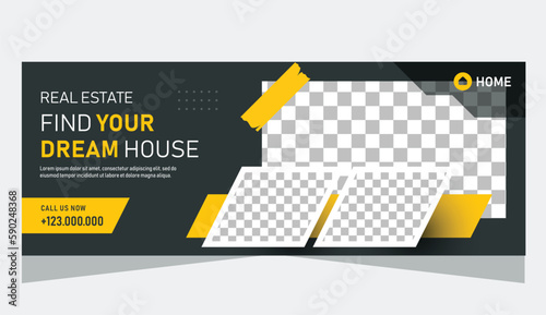 Real estate house property for facebook cover or website banner template