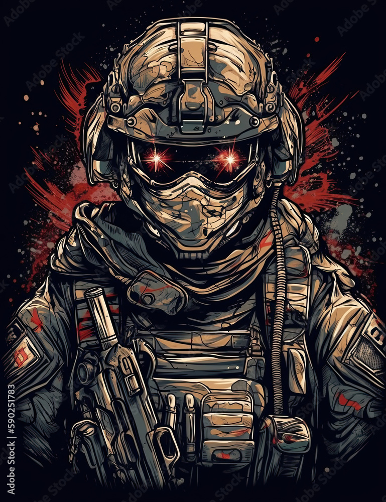 Fototapeta premium American Soldier, Graphic Design, Logo, T Shirt, Resource. Generative AI