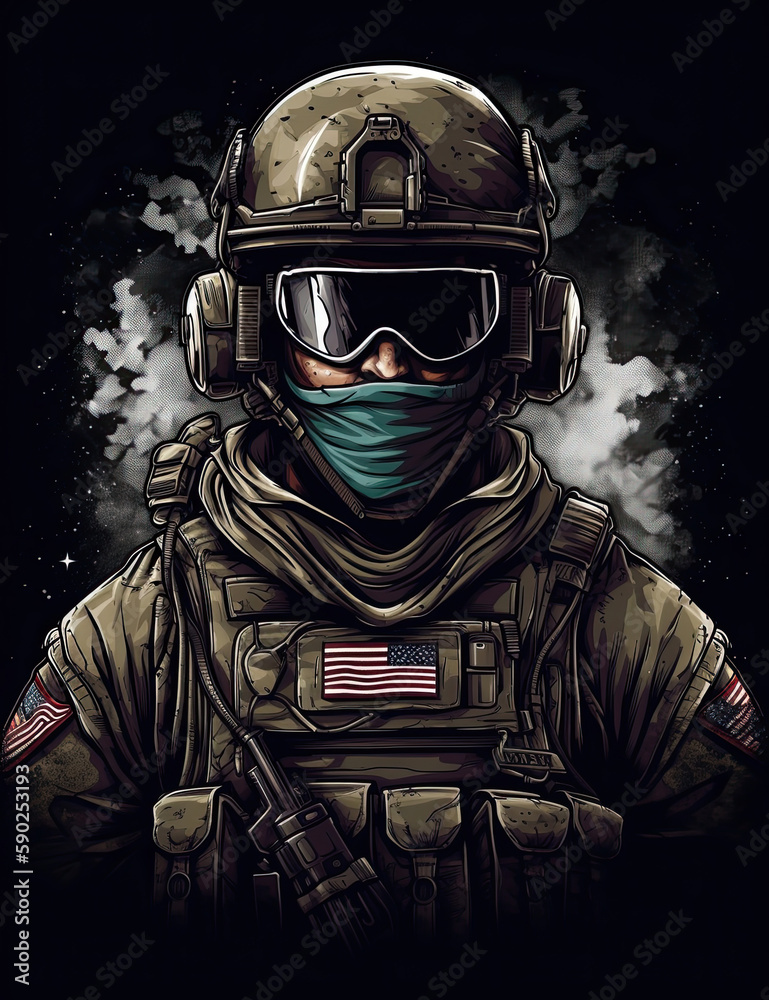 American Soldier, Graphic Design, Logo, T Shirt, Resource. Generative AI American Soldier, Graphic Design, Logo, T Shirt, Resource. Generative AI