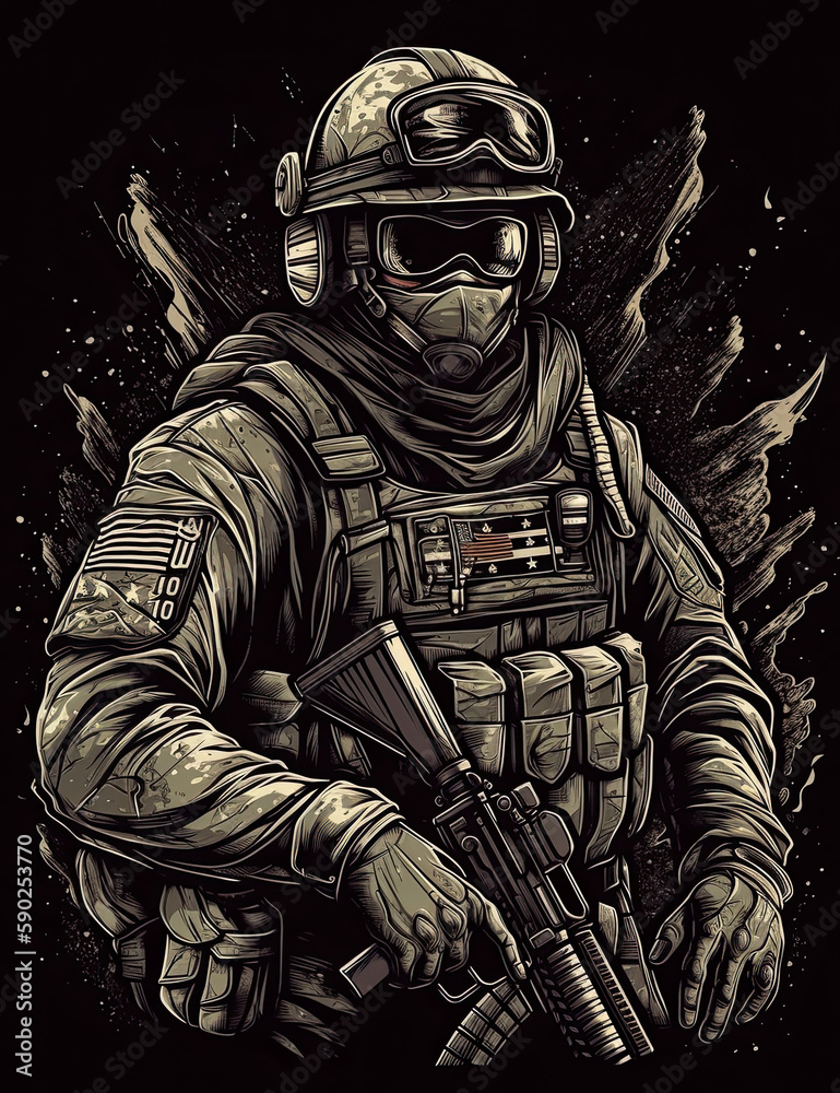 American Soldier, Graphic Design, Logo, T Shirt, Resource. Generative AI American Soldier, Graphic Design, Logo, T Shirt, Resource. Generative AI