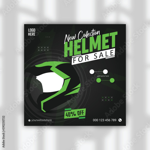 Helmet social media post design template. new modern helmet for sale.
