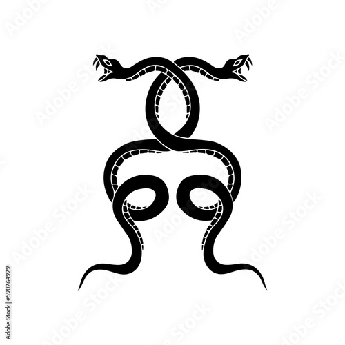 vector illustrator of two black snakes