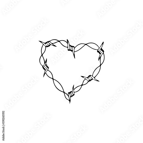 heart shaped barbed wire illustrator vector