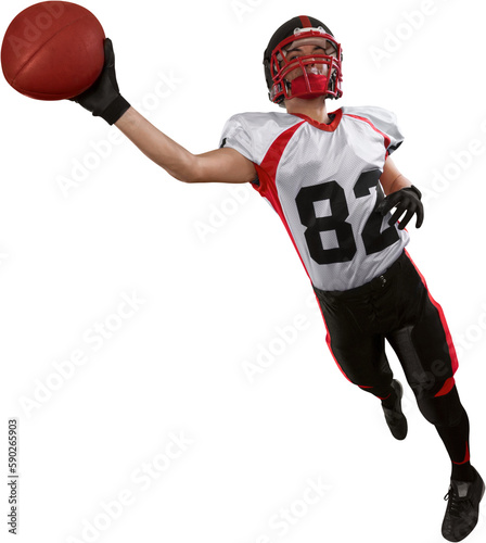 Football Player Running and Throwing the Ball - Isolated