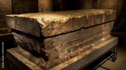 Khufu's sarcophagus rests in the King's Chamber Generative AI