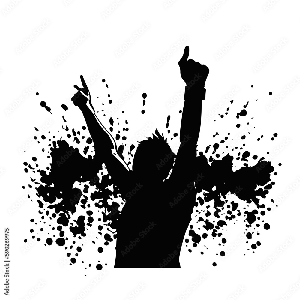 silhouette of a person partying vector style