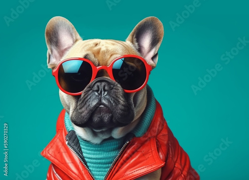 Ai generated image of a french bulldog in a jacket