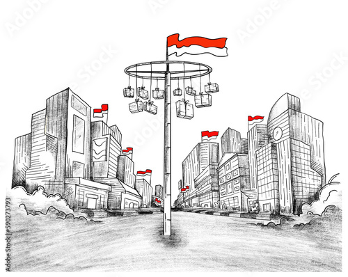 Indonesia independence day illustration vector eps10