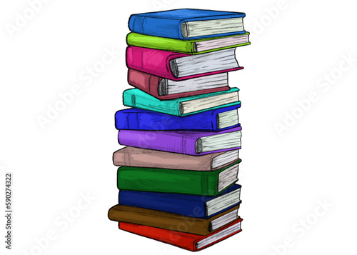 Wallpaper Mural Hand Drawn pile of books Illustration with transparent background Torontodigital.ca