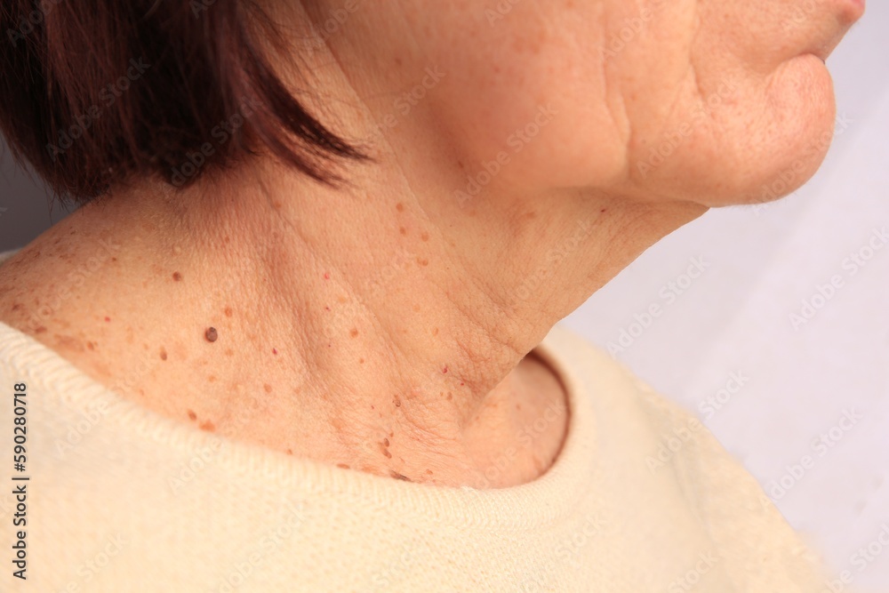 Closeup view of older woman on white background Closeup view of older woman on white background