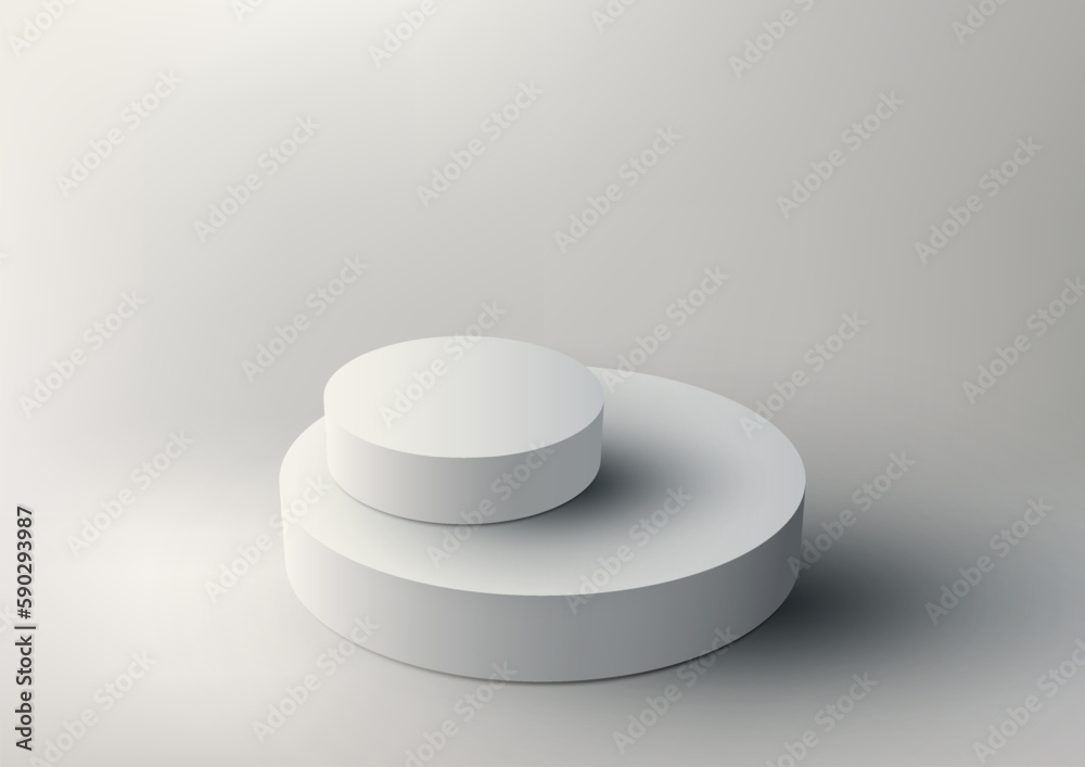 3D realistic modern style empty white podium platform display on ...
