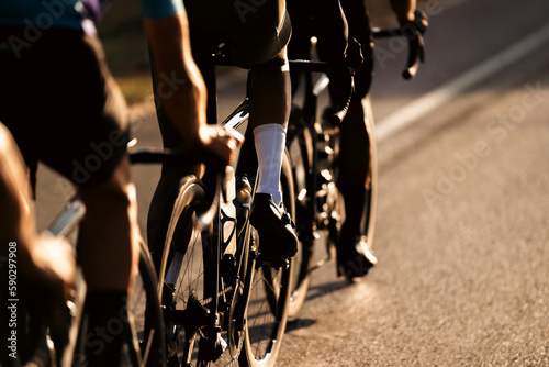 Cycling group training in the morning