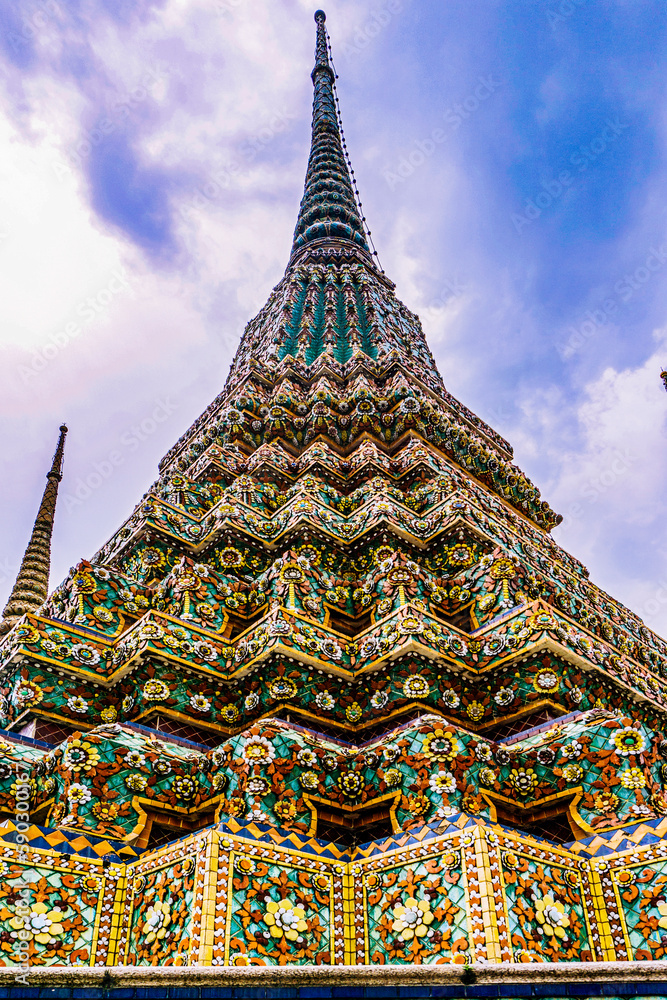 Wat Pho, the Temple of the Reclining Buddha, or Wat Phra Chetuphon, the largest temple complexes in the city and famed for its giant reclining Buddha. Bangkok, Thailand, 2017