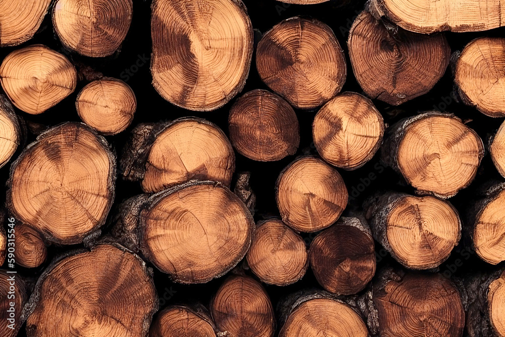 Fototapeta premium Cutted wood log texture - generative ai