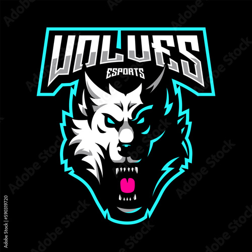 Angry Wolf logo design vector for esport gaming