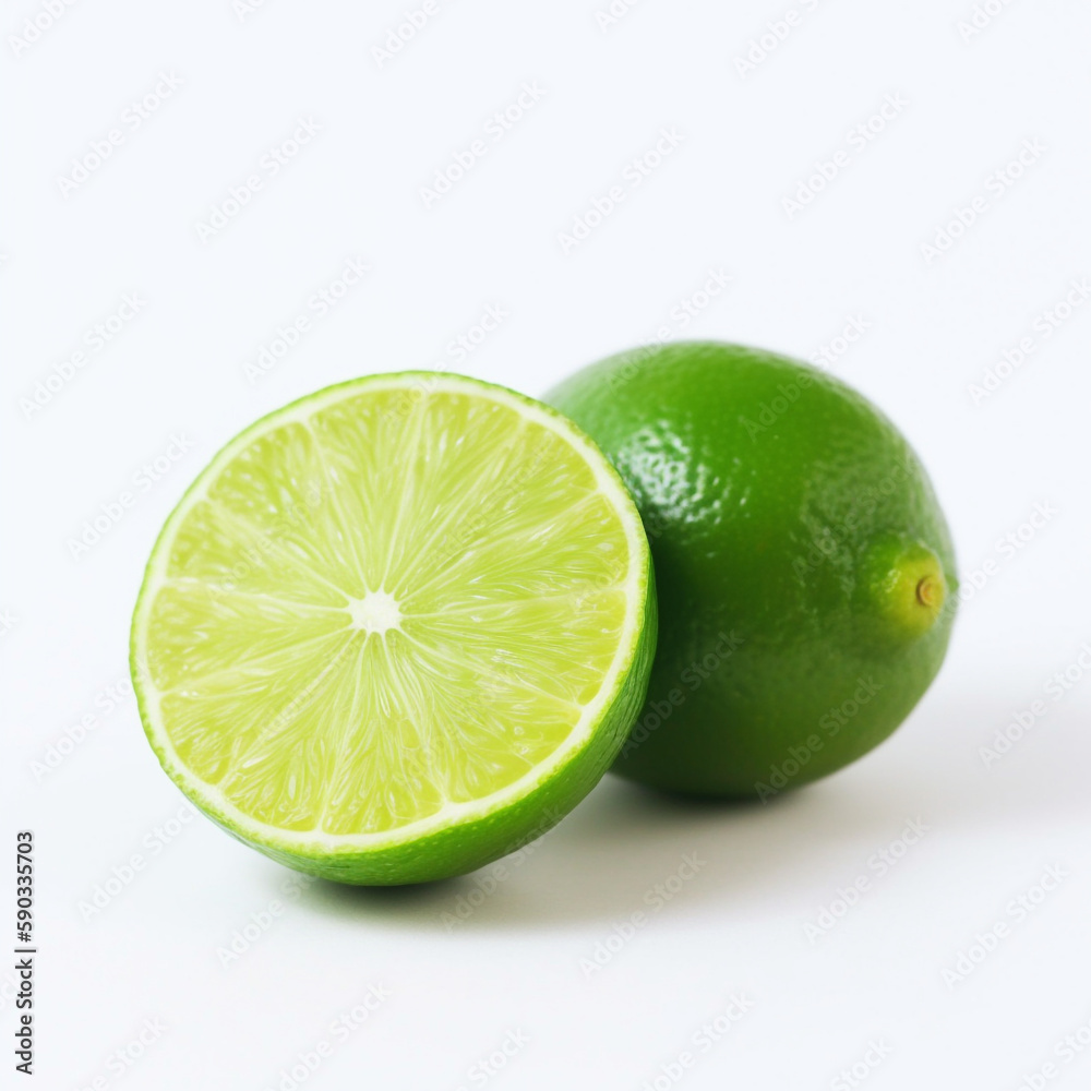 Close-up of a vibrant green lime segment isolated on white background with clean cutout. Ideal for food blogs, menus or promotional materials.



