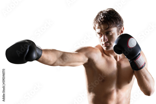 Male Boxer , Kickboxer Punching