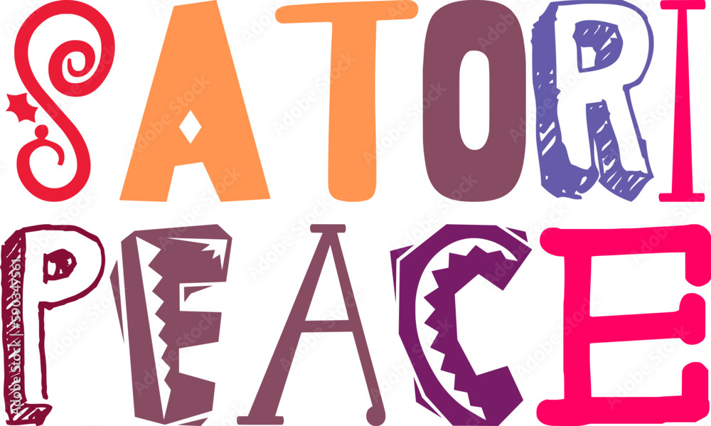 Satori Peace Typography Illustration for Motion Graphics, Flyer, Icon, Bookmark 