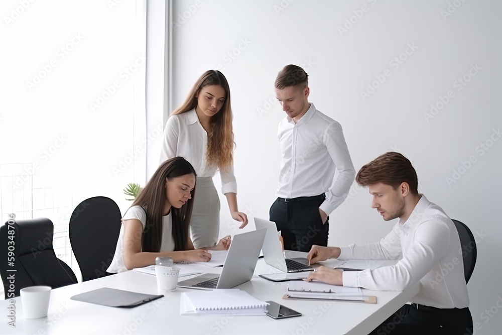 Diverse group of professionals collaborate on a project working together. Generative AI Diverse group of professionals collaborate on a project working together. Generative AI