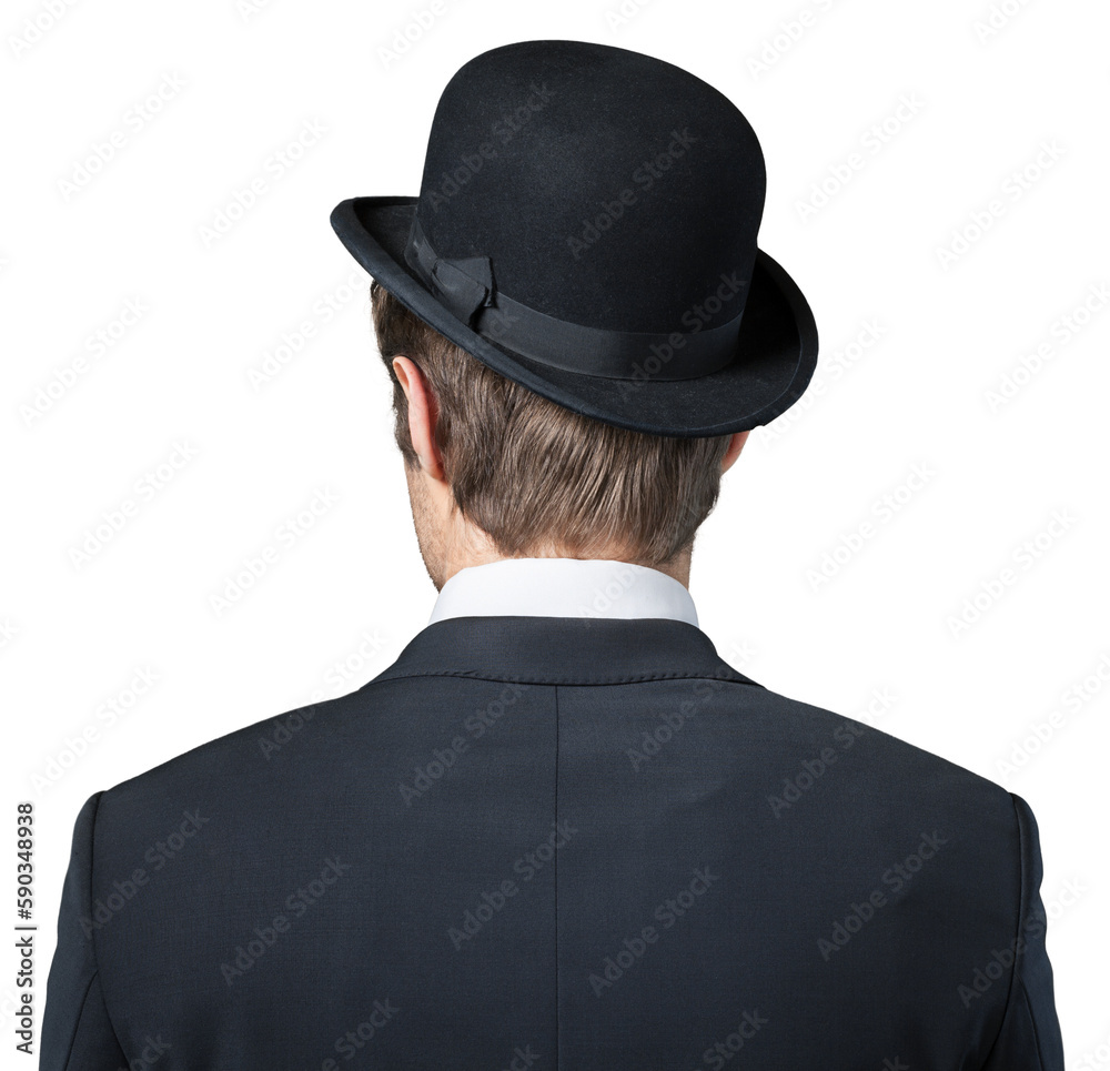 Businessman Wearing a Bowler Hat, Back View