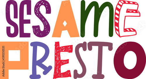 Sesame Presto Typography Illustration for Label, Magazine, Banner, Motion Graphics