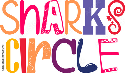 Sharks Circle Hand Lettering Illustration for Packaging, Motion Graphics, Icon, Infographic
