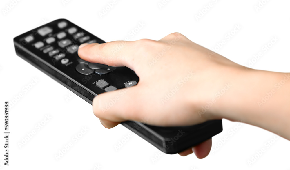 Hand with remote control isolated on white Hand with remote control isolated on white