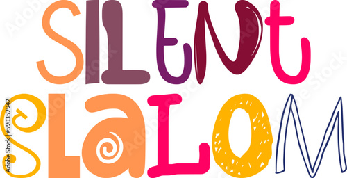 Silent Slalom Calligraphy Illustration for Mug Design, Book Cover, Magazine, Flyer