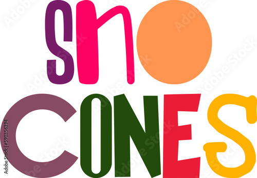 Sno Cones Typography Illustration for Magazine, Bookmark , Gift Card, Banner