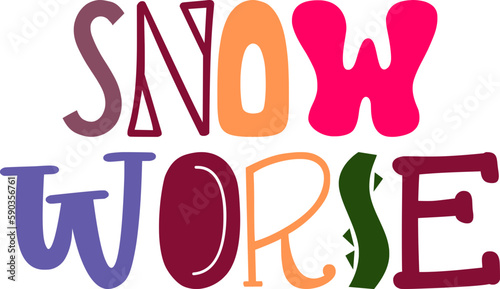 Snow Worse Calligraphy Illustration for Presentation , Bookmark , Banner, Sticker 