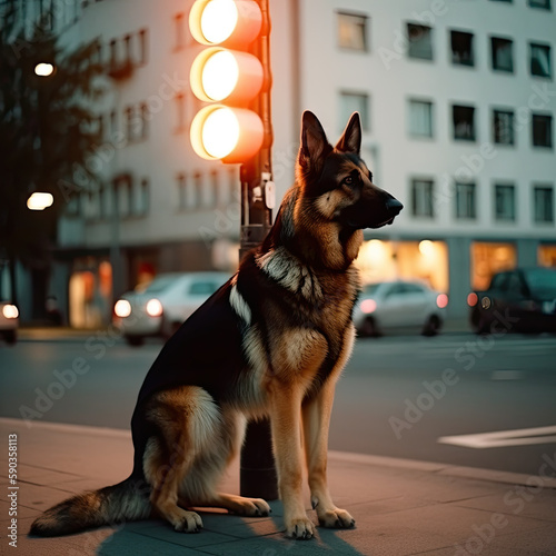 german shepherd dog on the street