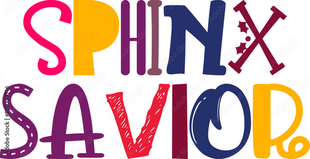 Sphinx Savior Typography Illustration for Social Media Post, Sticker , Presentation , T-Shirt Design