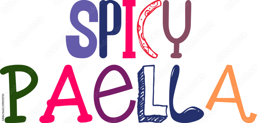 Spicy Paella Hand Lettering Illustration for T-Shirt Design, Flyer, Banner, Social Media Post