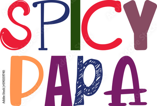 Spicy Papa Typography Illustration for Logo, Decal, Gift Card, Book Cover