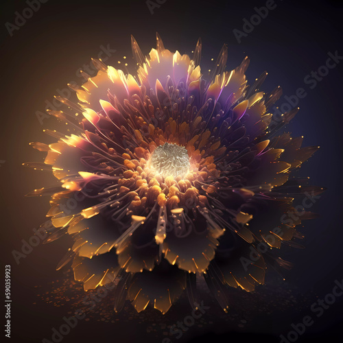 High-end gorgeous blooming flower material with symmetrical particles