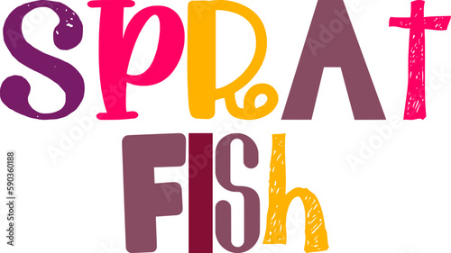 Sprat Fish Calligraphy Illustration for Gift Card, Postcard , Brochure, Bookmark 