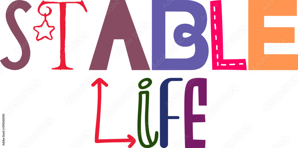 Stable Life Hand Lettering Illustration for Packaging, Bookmark , Label, Presentation 