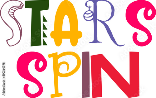Stars Spin Hand Lettering Illustration for Newsletter, Gift Card, Poster, Icon