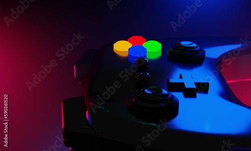 joystick controller for gaming metaverse, technology of gamer, esports challenge tournament, vdo game for vr and ar, 3d illustration rendering